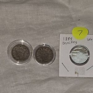 1889 Semi Key Date Worn and 1911,1883 V Nickels