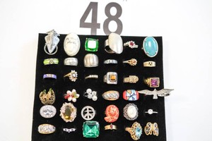 Lot of 36 Miscellaneous Costume Rings