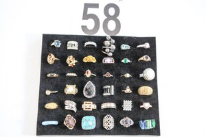 Lot of 36 Miscellaneous Costume Rings