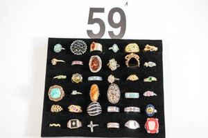 Lot of 36 Miscellaneous Costume Rings