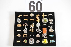 Lot of 36 Miscellaneous Costume Rings