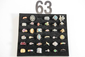 Lot of 36 Miscellaneous Costume Rings