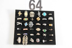 Lot of 36 Miscellaneous Costume Rings