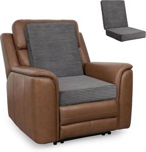 $32 HIGOGOGO Corduroy Recliner Chair Cushion with Lumbar Support Pillow Soft Non-Slip 4 Thick Seat Pad Prevent Buttocks & Back Pain in Seniors (Grey, 21 Backrest)