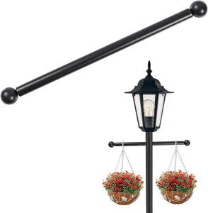 $13 Lamp Post Cross Arm 16 inch Steel Lamp Post Cross Bar Ladder Rest Post Cross Arm Replacement for Outdoor Lamp Post (Black 1Pack)