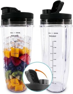 $20 32 Oz Replacement Cups for Ninja Blender   2 Pcs Compatible with Models BL480BL450480D, BN800751800801401, Auto IQ Series NN100101102, BL910  SS101151401   Blender Cups with Twist-On Design