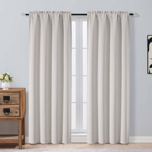 $16 OVZME Natural Room Darkening Curtains for Bedroom 72 Inches Long 2 Panels, Thermal Insulated Energy Saving Blackout Curtains for Living Room, Dual Rod Pocket Blackout Drapes, 2x40Wx72L Inches