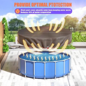 $32 Round Pool Cover - Covers for Above Ground Pools, Pool Cover Protector, Increase Stability Ground Swimming Pools, Waterproof and Dustproof Swimming Pool Covers, 12Ft, Black