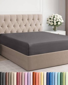 $16 Full Fitted Bed Sheet - Bottom Single Fitted Sheet Only - Ultra-Soft Hotel Luxury Bedding w 8-16 Inch Deep Pockets - Breathable, Cooling & Wrinkle Free - Easy-Fit, Fade & Shrink Resistant - Dark Grey