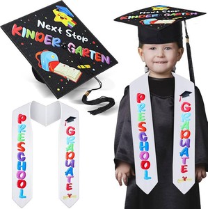 $13 2025 Preschool Graduation Cap with Printed Graduation Stole Unisex Preschool Graduation Cap Sash