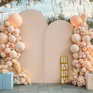 $26 Nude Arch Covers Set of 2-7.2 and 6ft Nude Arch Backdrop Cover Spandex Wedding Balloon Arch Stand Covers for Baby Shower Birthday Party Bridal Shower Photo Arch Covers Stretchy Backdrop