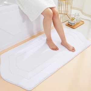$31 COSY HOMEER Extra Thick Bath Rugs for Bathroom - Anti-Slip Bath Linen Sets Mats Soft Plush Yarn Shaggy 100% Strong Polyester Living Room Bedroom Water Absorbent(White,24x48 - Inches)