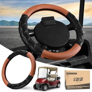 $23 10L0L 13 Inch Golf Cart Steering Wheel Covers for EZGO TXT&RXV 1994-up, Upgraded Microfiber Anti-Slip Steering Wheel Cover with Pu Leather
