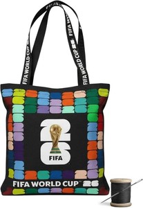 $13 FIFA World Cup DIY Canvas Tote Bag Kit   Soccer Fan Fabric Craft Project   Includes 24 x 43 Printed Canvas Panel & Instructions Create a 16 x 15 Reusable Tote for Everyday Use or Gifts