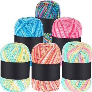 $16 WILLBOND 6 Pieces 50g Crochet Yarn Multi-Colored Acrylic Cotton Blend Knitting Hand Knitting Weaving Yarn