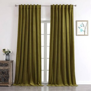 $46 Benedeco Olive Green Velvet Curtains for Bedroom Window with Back Tab, Super Soft Vintage Luxury Heavy Drapes, Room Darkening Thermal Insulated Curtain for Living Room, W52 by L90 inches, 2 Panels