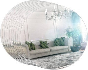 12 Pieces Mirror Tray Candle Tray Round Square Plate for Wedding Decorations Plate Wedding Centerpieces, 2 mm Thick(7.8 Inch,Round)