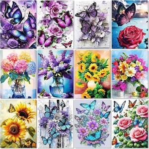 $26 12 Pack Flowers Diamond Art Kits Packs for Adults, 5D Diamond Painting Kit Sets with Tools for Beginners DIY Full Drill Diamonds Paintings Crafts Gem Art by Number Gift Home Wall Decor (12x16 Inch)
