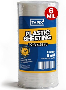 $25 Plastic Sheeting (10 x 25) Long, 6 Mil - UV Protection Poly Sheeting Polyethylene Film, Heavy Duty Greenhouse Plastic Sheeting