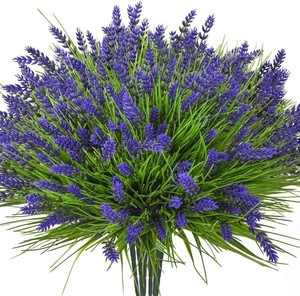$18 20 Bundles Artificial Plants Outdoor, UV Resistant Fake Flowers  Realistic Faux Lavender Shrubs for Porch Garden Window Box Home Decoration (Purple)