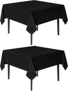 $13 sancua Black Square Tablecloths 54x54 Inch, 2 Pack - Fabric Table Cloth for Square or Round Tables, Washable Polyester Table Cover for Dinner, Holiday Party, Decorative Display Tables