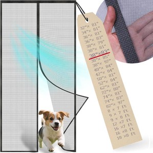 $14 Magnetic Screen Door Mesh with Magnetic Closure Heavy Duty Thickened Fiberglass Screen -Frame Hook & Loop, Pet Friendly (Gray Summer Mesh Screen Door, Screen Size 38x83 inch)