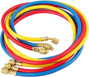 $18 3 Pieces AC Manifold Gauge Hose Kit for R134A R404A R12 R502, 14 Thread Automotive Air Condition Refrigerant R134A AC Charging Hose with 5ft Hoses