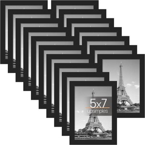 $34 upsimples 5x7 Picture Frame with Real Glass,Bulk Photo Frames for Wall or Tabletop Display,Set of 17,Black