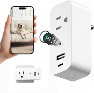 $48 ULar Plug Security Camera, Mini 1080P FHD WiFi Cam with 3-Device Charging, Built-in 32GB SD Card, APP Remote Motion Detection, Wall Powered Wireless Multifunction Smart Cam (No Audio)