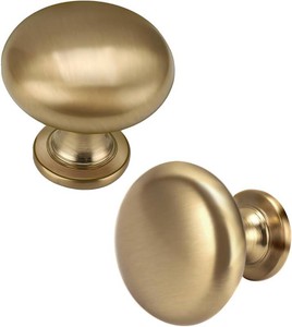 $24 Solid Brass Cabinet Knobs 15 Pack, Brushed Gold Drawer Knobs, Antique Brass Dresser Knobs, Warm Gold Kitchen Furniture Hardware, Diameter 1-15