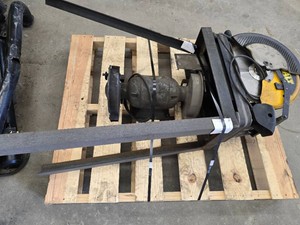 Dewalt Metal Chop Saw on Stand & Bench Grinder - Not Tested