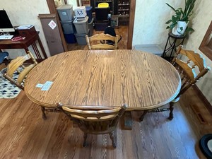 Dining Table Set - Oak Oval Table & 4 Chairs