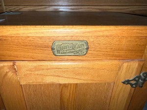 Antique Style Cabinet - White Clad Oak Icebox Style