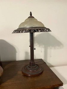 Table Lamp - Vintage Frosted Glass Shade Art Nouveau Style