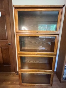 Display Cabinet Oak Glass Front Bookcase 30 X 12 X 64 in
