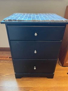 Mosaic Tile Nightstand 3-Drawer End Table