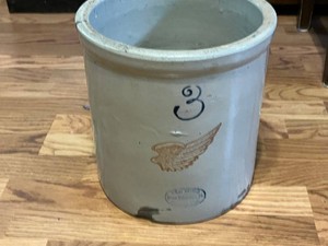 Red Wing Stoneware Crock - Glazed Ceramic Winged Logo