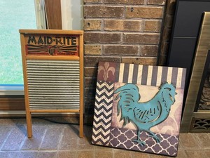Vintage Washboard & Rooster Wall Art Columbus Washboard Co. No. 2072 Mixed Lot