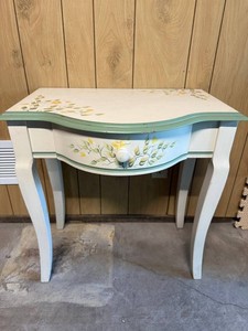 Side Table - Vintage Painted Floral Accent Table