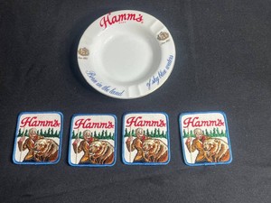 Beer Memorabilia - Hamms Ashtray & 4 Patches Mixed Lot