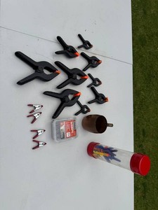 Spring Clamps Mixed Lot With Teks Screws and Storage Tubes