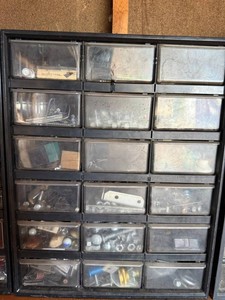 Hardware Organizer Cabinet 18-Drawer With Assorted Fasteners