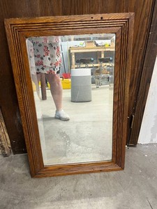 Wall Mirror - Vintage Oak Framed 34 X 22