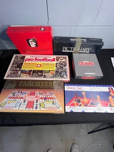 Vintage Board Game Lot - Scattergories, Pictionary, Scruples, Parchesi & More - contents unverified