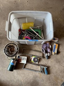 Hardware Mixed Lot - Assorted Clamps, Colanders, Hose Parts & Tools