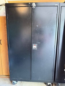 Storage Cabinet - Black Metal Cabinet - contents not inc