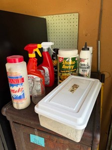 Pest Control Chemicals Mixed Lot - Squirrel Stopper, Sevin, Shake Away, Raid & Revenge - content quantities unverified