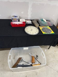 Home Improvement Mixed Lot - Simplex Wall Clock, First Alert Carbon Monoxide Alarm, Promax Saw
