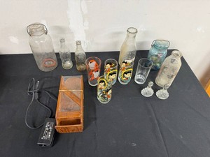 Vintage Glass Bottles & Character Glasses Mixed Lot