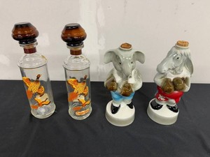 Decorative Glass Decanters - Cabin Still & James B. Beam Elephant (Lot of 4)